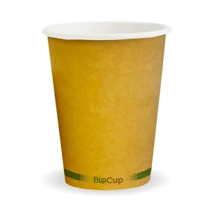 390ml / 12oz (90mm) Kraft Green Stripe Single Wall BioCups