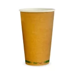 510ml / 16oz (90mm) Kraft Green Stripe Single Wall BioCups