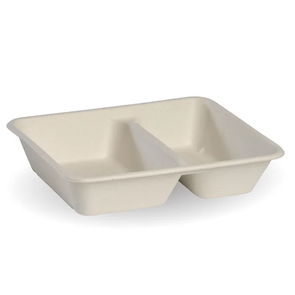 Biopak 2-Compartment Natural BioCane Takeaway Base
