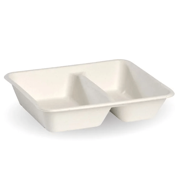 2-Compartment White BioCane Takeaway Base