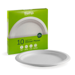 10 Pack - 25cm : 10 White BioPlates-Biopak