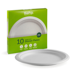 10 Pack - 25cm : 10 White BioPlates-Biopak